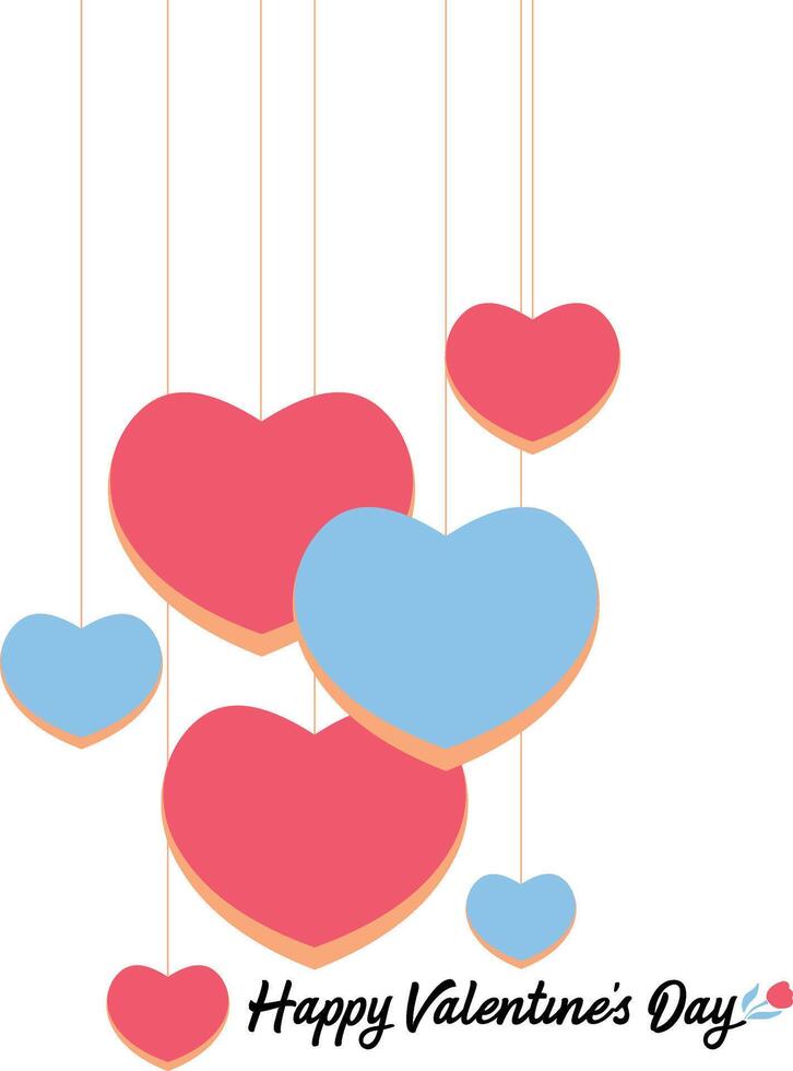 Romantic Hanging Hearts Design for Valentine's Day vector