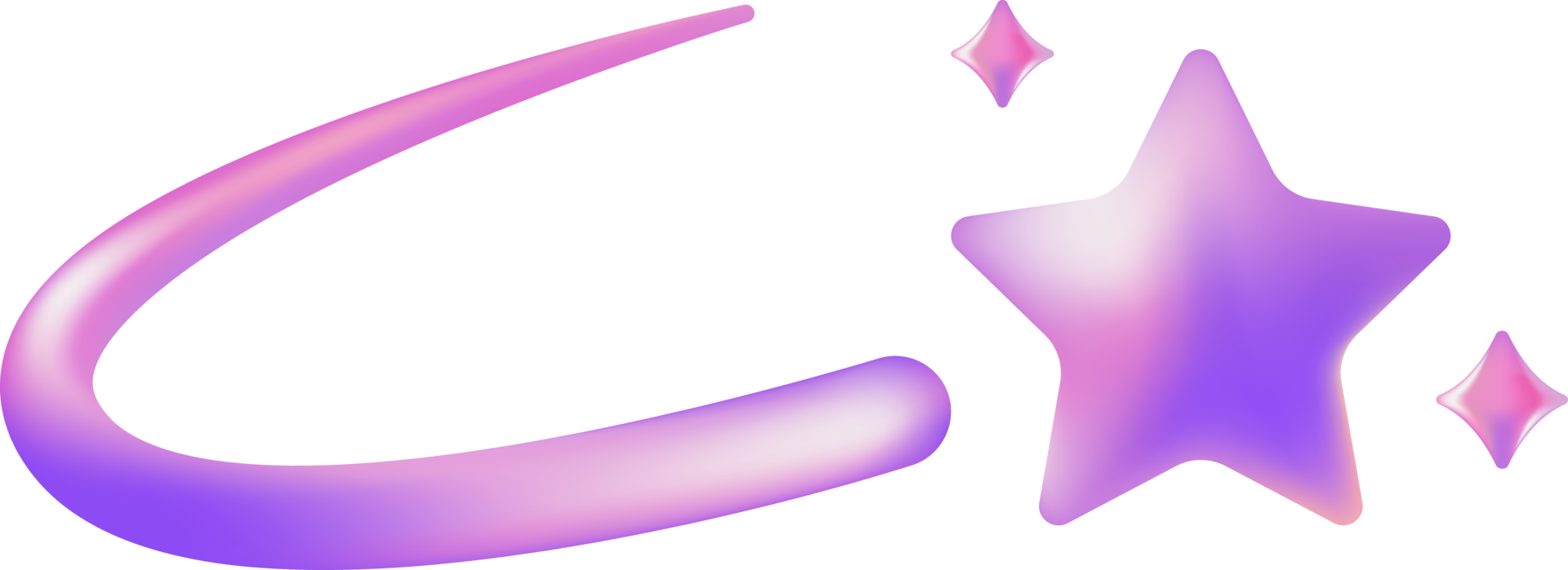 shooting star icon pink and purple gradient Abstract 3D Shapes Sticker png