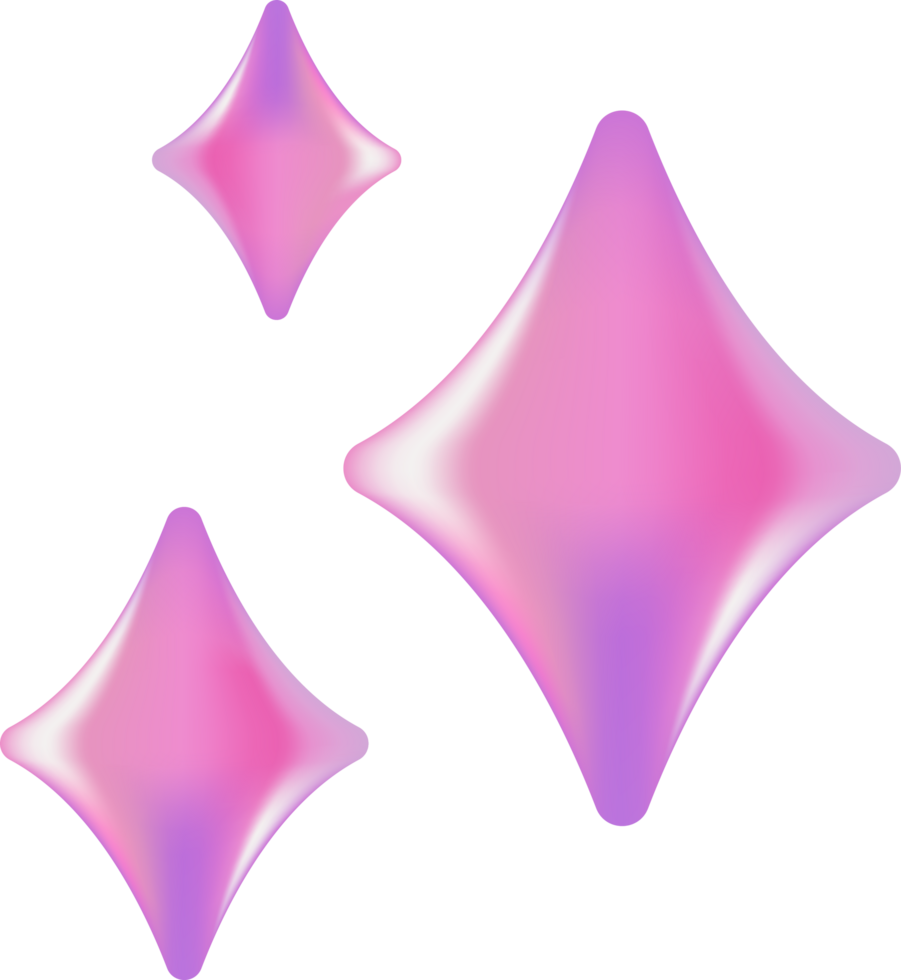 Sparkles star shapes emoji icon pink and purple gradient Abstract 3D Shapes Sticker png