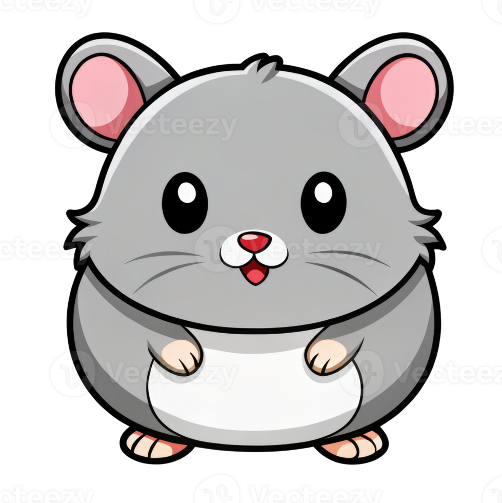 Cute fat gray hamster png