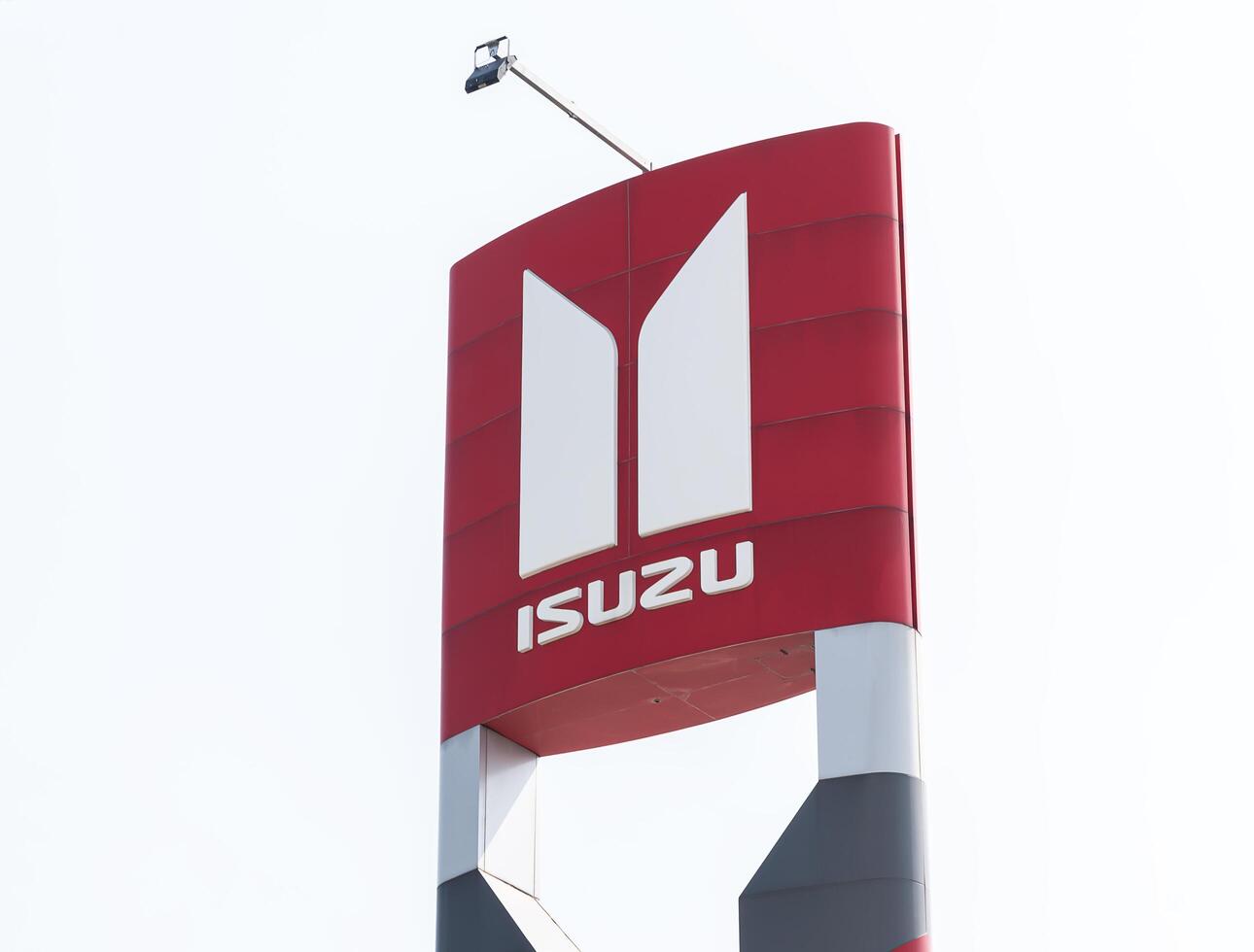 Suphanburi Thailand 2025 Logo Isuzu on pole billboard photo