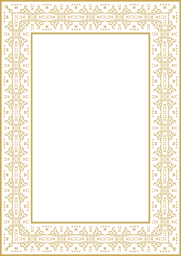 Ornate Gold Frame with Intricate Border. png