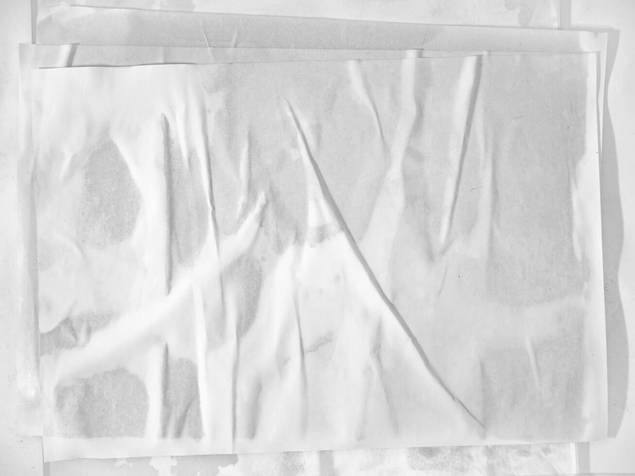 Blank white paper texture poster glued on the wall photo