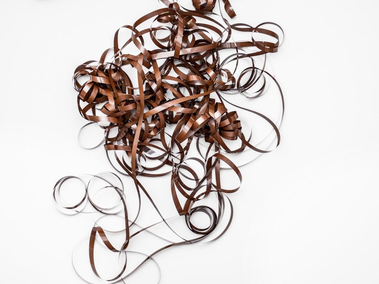 a piece of audio magnetic tape tangled photo