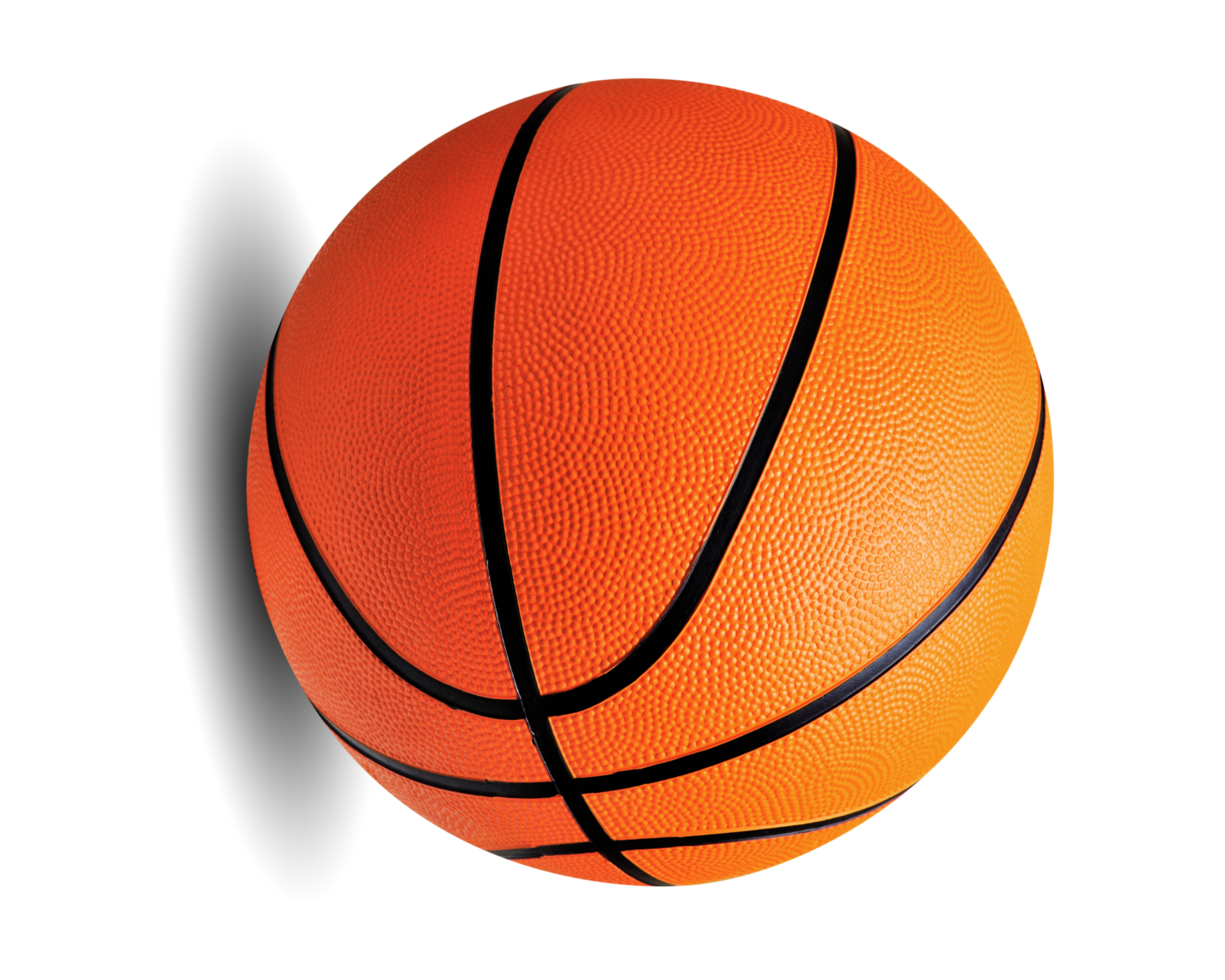 A close up of a basketball isolated on transparent background png