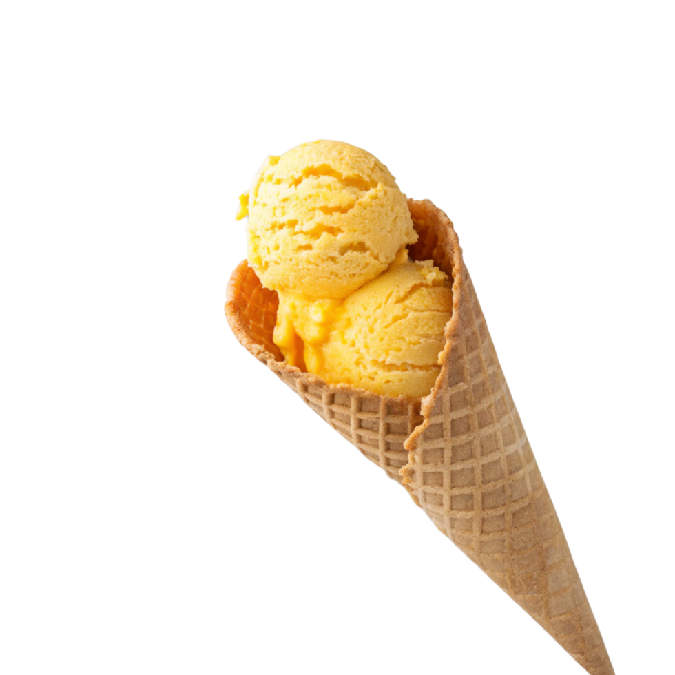 Ice Cream Cone Filled with mango is isolated on transparent background png