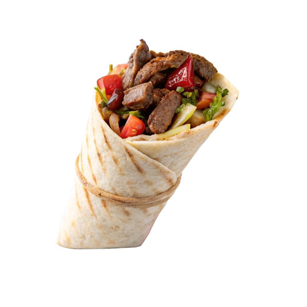 top view royal shawarma is isolated on transparent background png