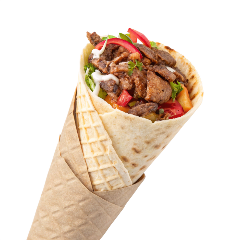 top view fiesta shawarma is isolated on transparent background png