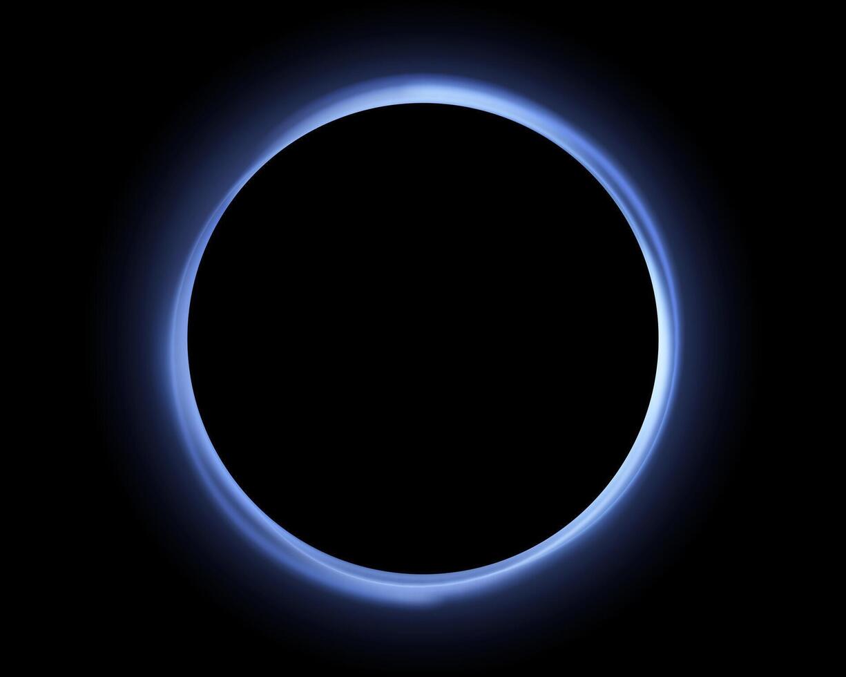 Blue magic ring with glowing. Neon realistic energy flare halo ring. Abstract light effect on a black background vector