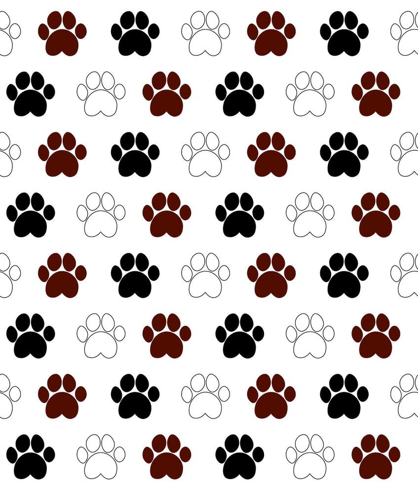 Seamless pattern with dog paw prints on light background. illustration. vector
