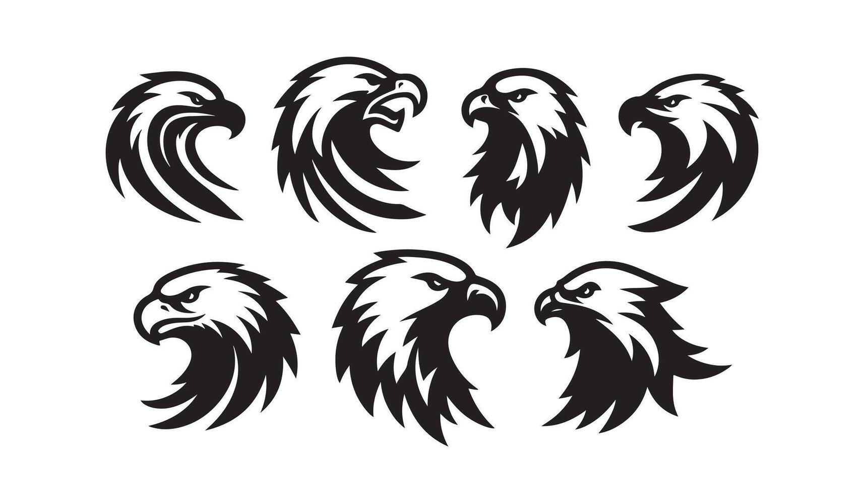 Set of Eagle head silhouettes vector