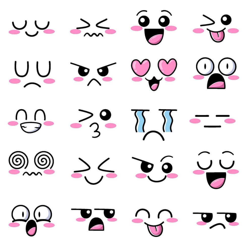 Cute Illustration Face Expression Doodle Set vector