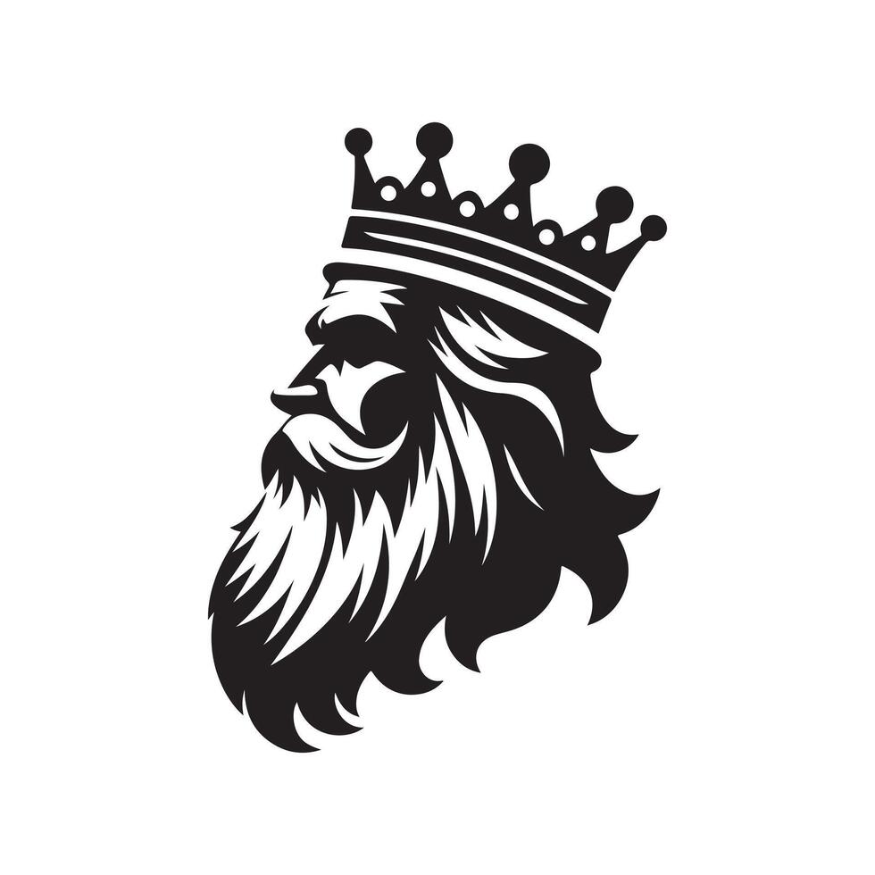 King Bearded Silhouette Vectors for Logo and Website Design