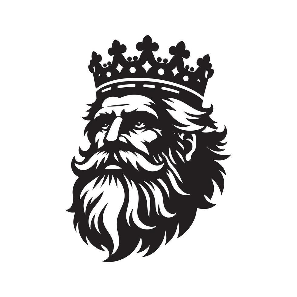 King Bearded Silhouette Vectors for Royal and Majestic Themes