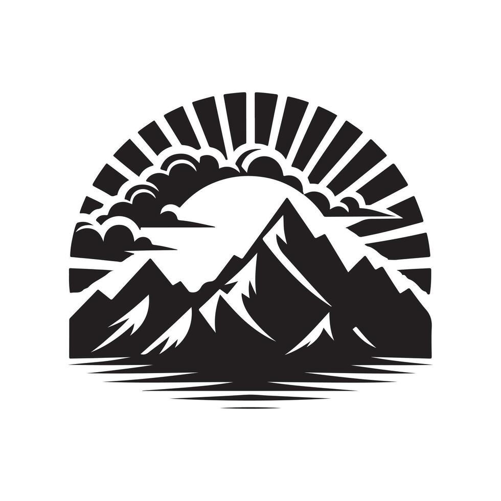 Scenic Mountain Sunset Silhouette Vectors for Visual Marketing