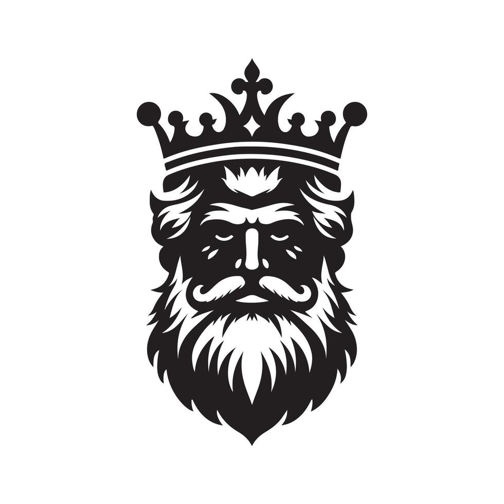 Royal King Bearded Silhouette Vectors for Iconic Branding