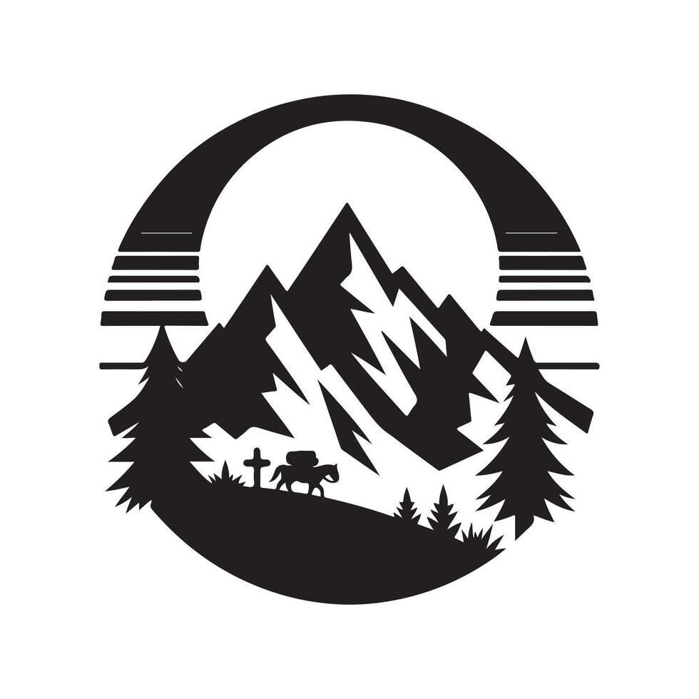 Creative Mountain Sunset Silhouette Vectors Illustrations for Outdoors
