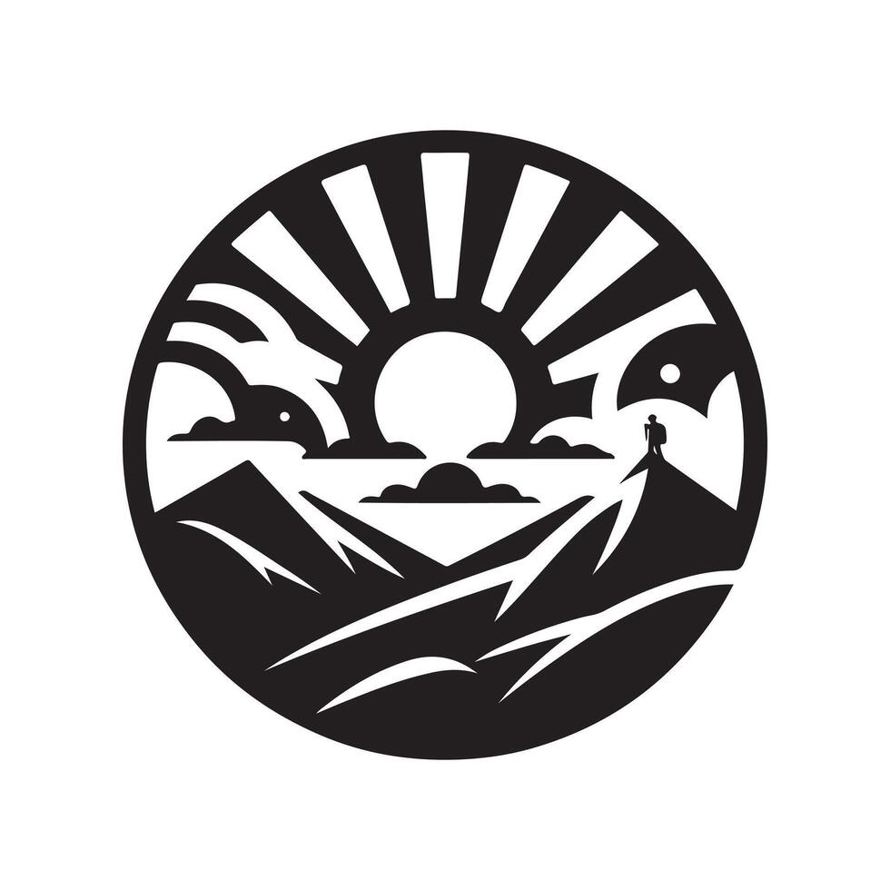 Perfect Mountain Adventure Sunset Silhouettes for Print Materials vector