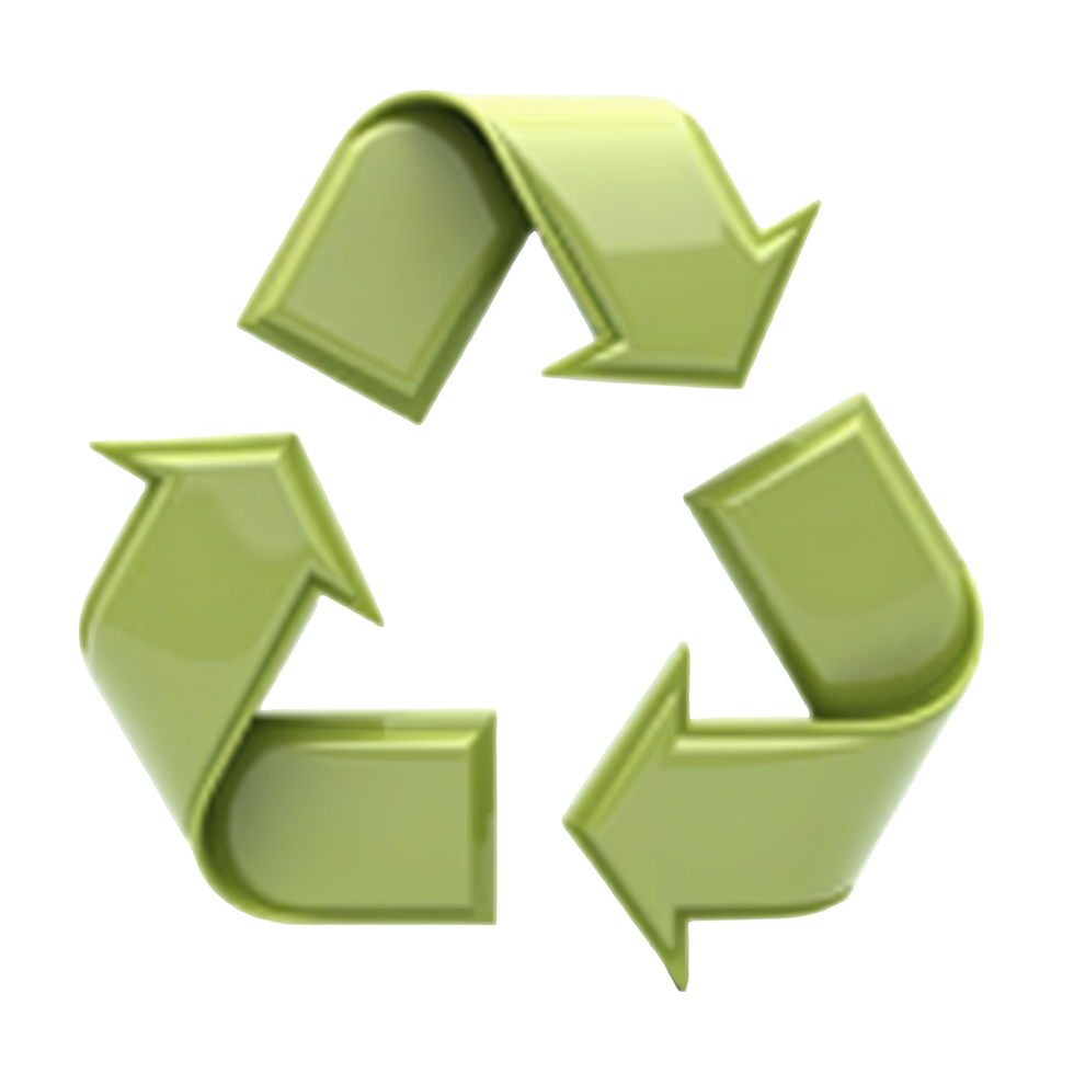 Recycle green 3D icon isolated on transparent background png