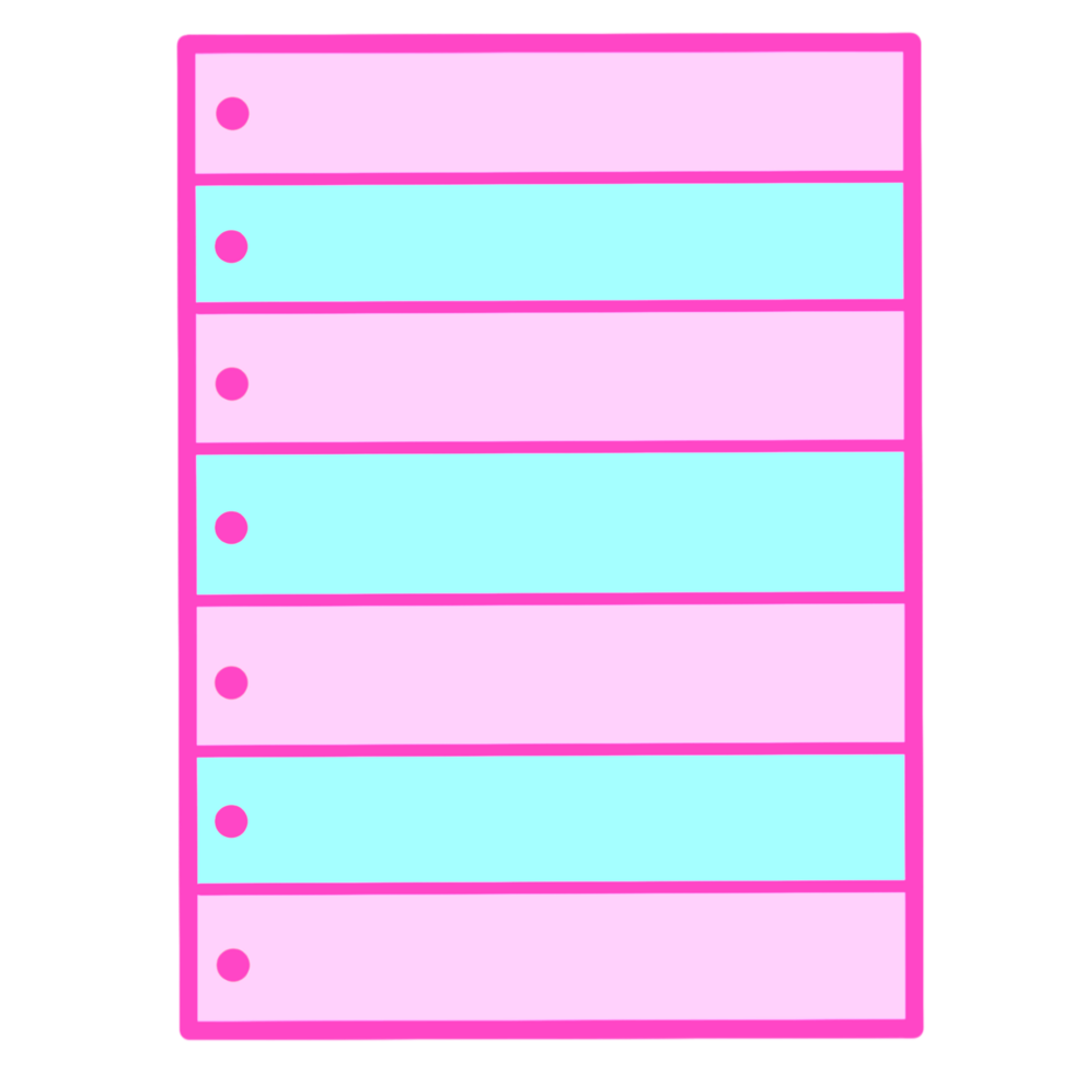 A pink and blue lined piece of paper on a transparent background png