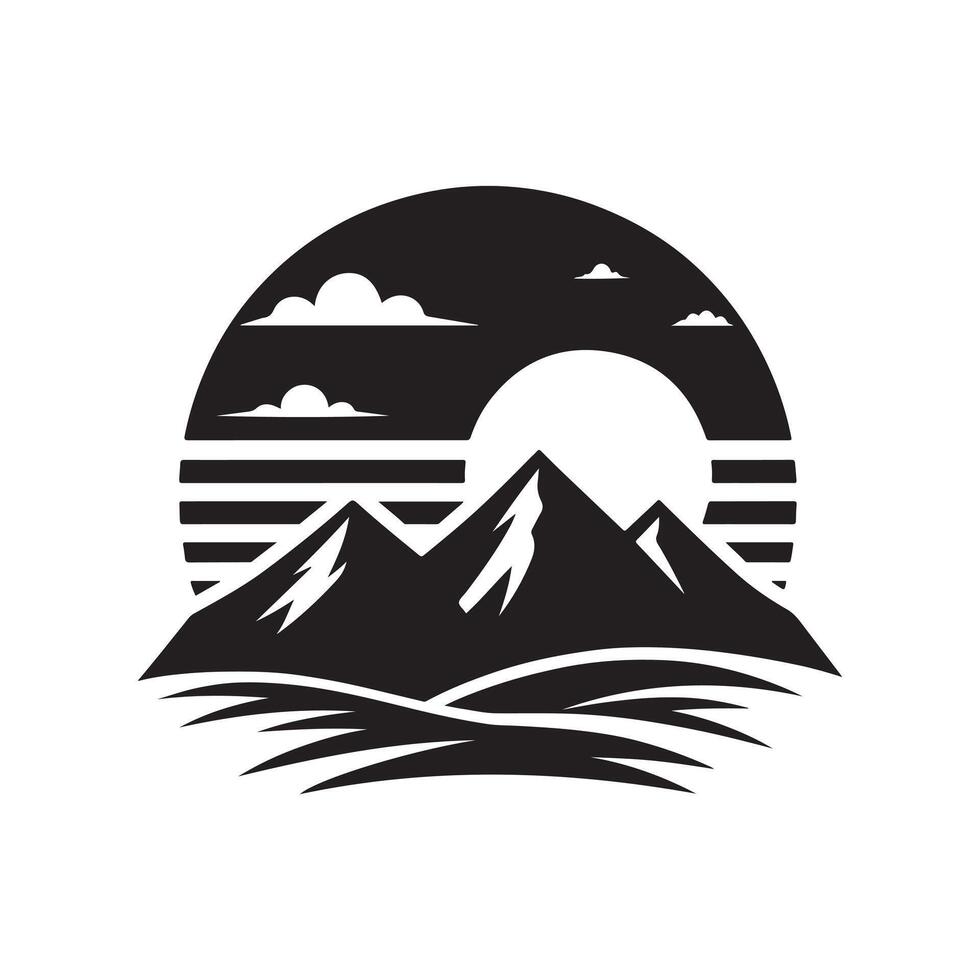 Vectors Art of Mountain Adventure Sunset Silhouettes for Branding