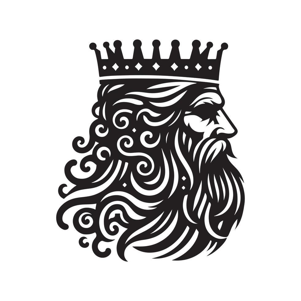 Detailed King Bearded Silhouette Vectors Art for Unique Branding