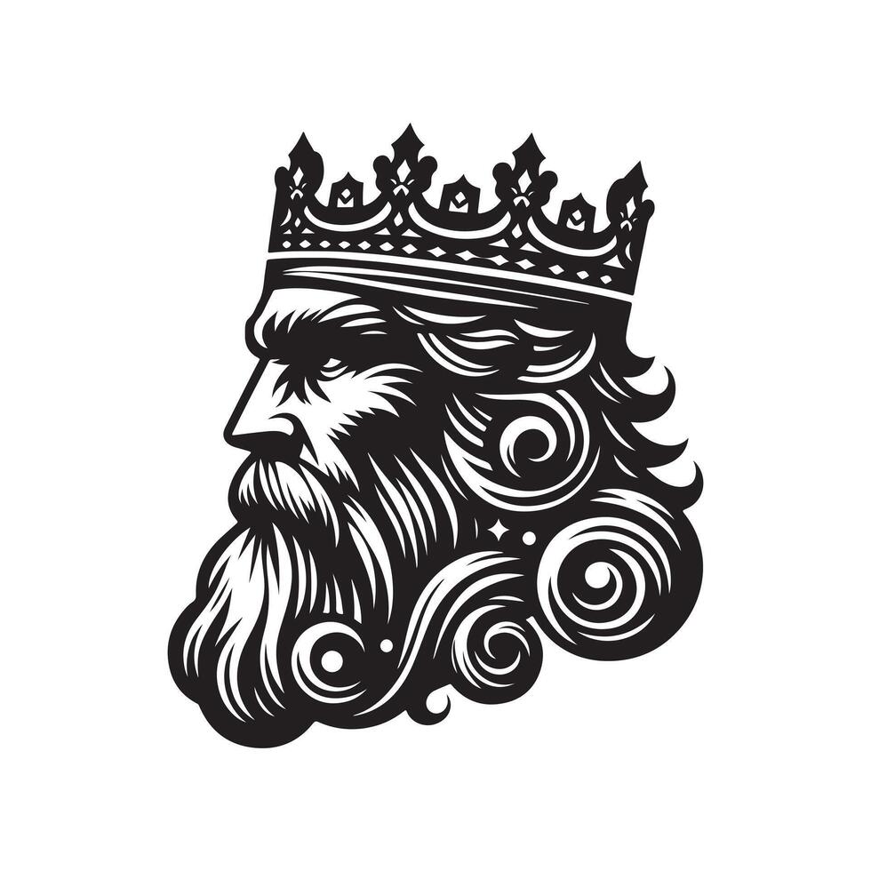 King Bearded Silhouette Vectors for Customizable Design Projects