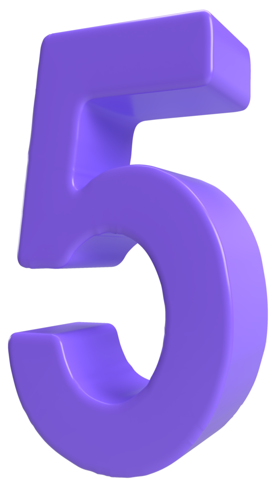3D number 5 png