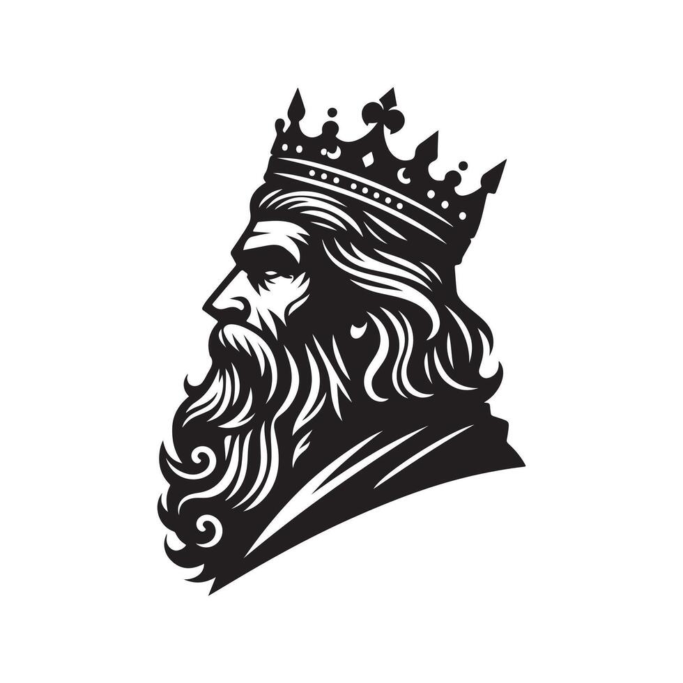 King Bearded Silhouette Vectors for Custom Logos and Icons