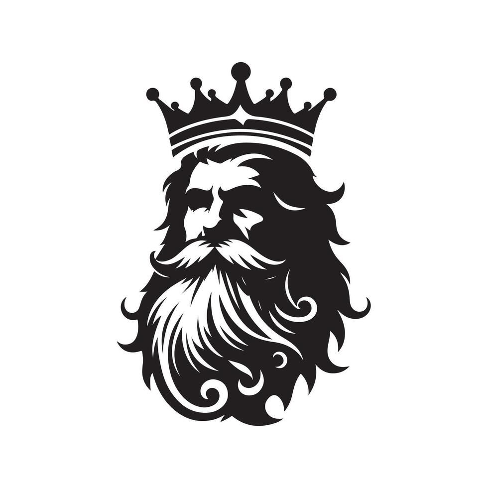King Bearded Silhouette Vectors for Fantasy and Medieval Designs
