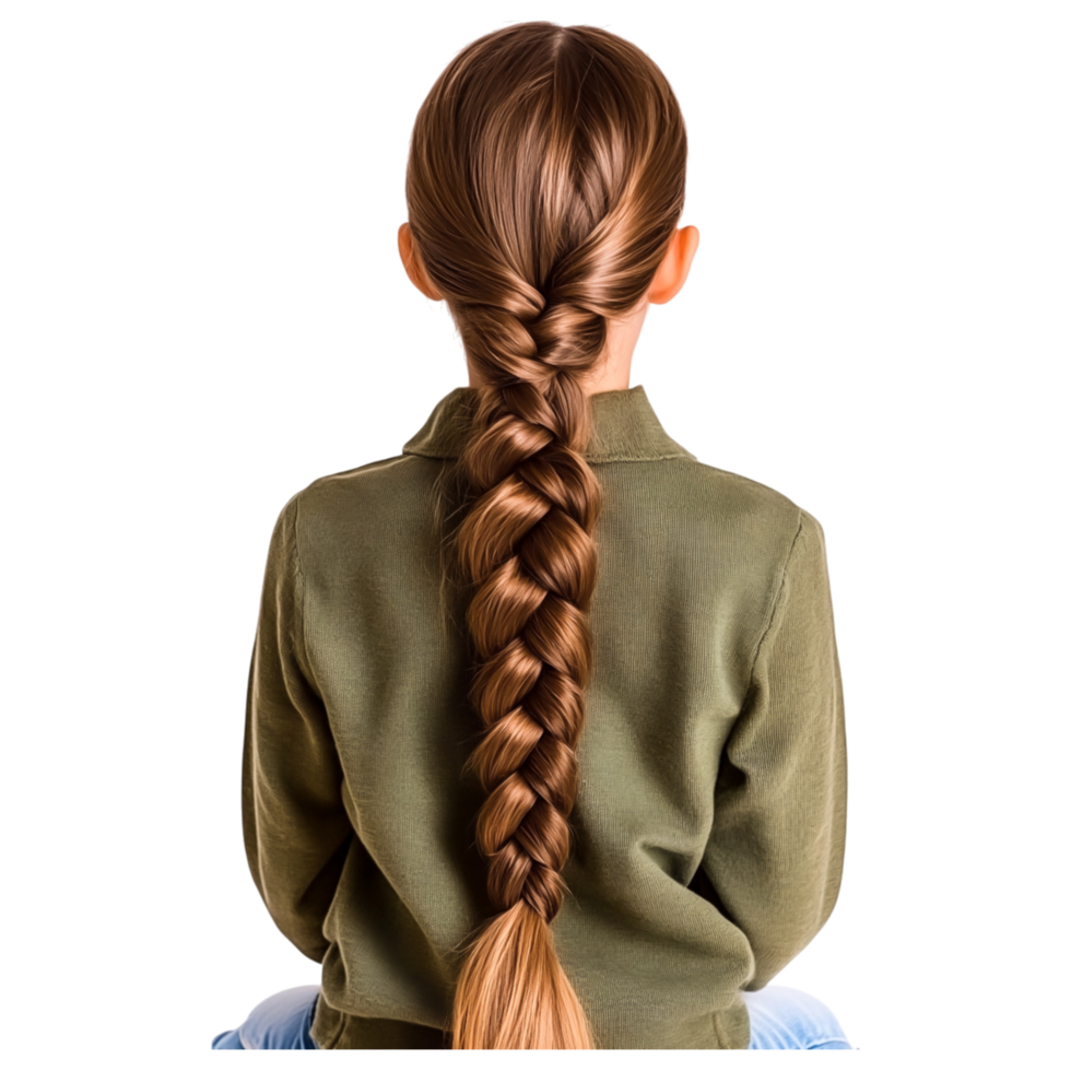 Girl with Long Braid from the Back in Natural Light png