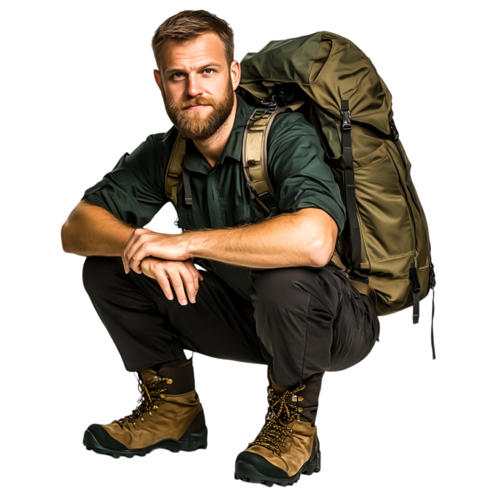 Adventurer with Backpack in Outdoor Setting png