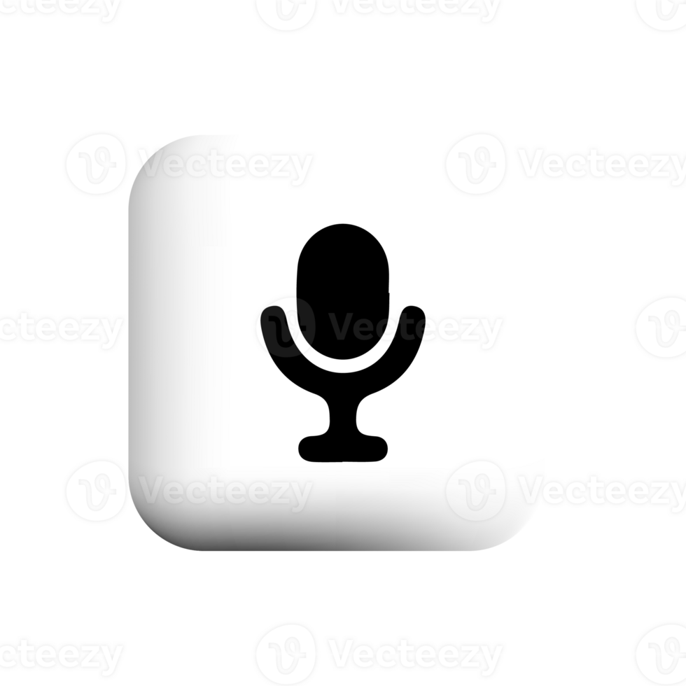 Microphone icon on white square button png