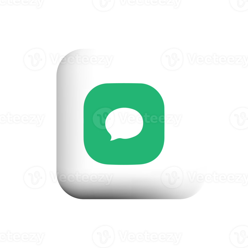 Green speech bubble icon on a white button png