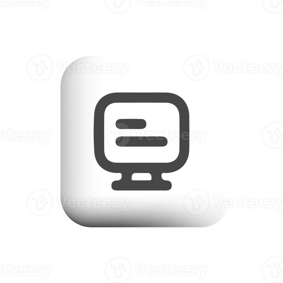 Computer icon on a white square button png
