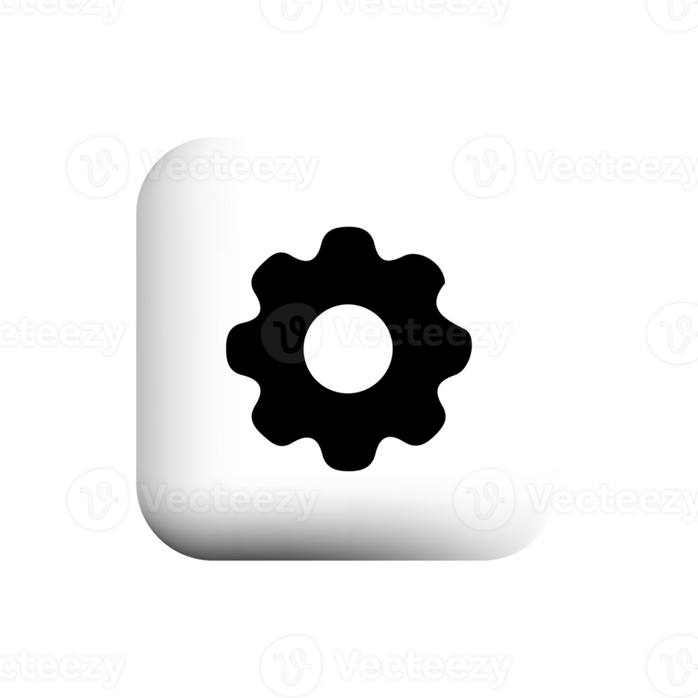 Setting gear icon on a white square button png