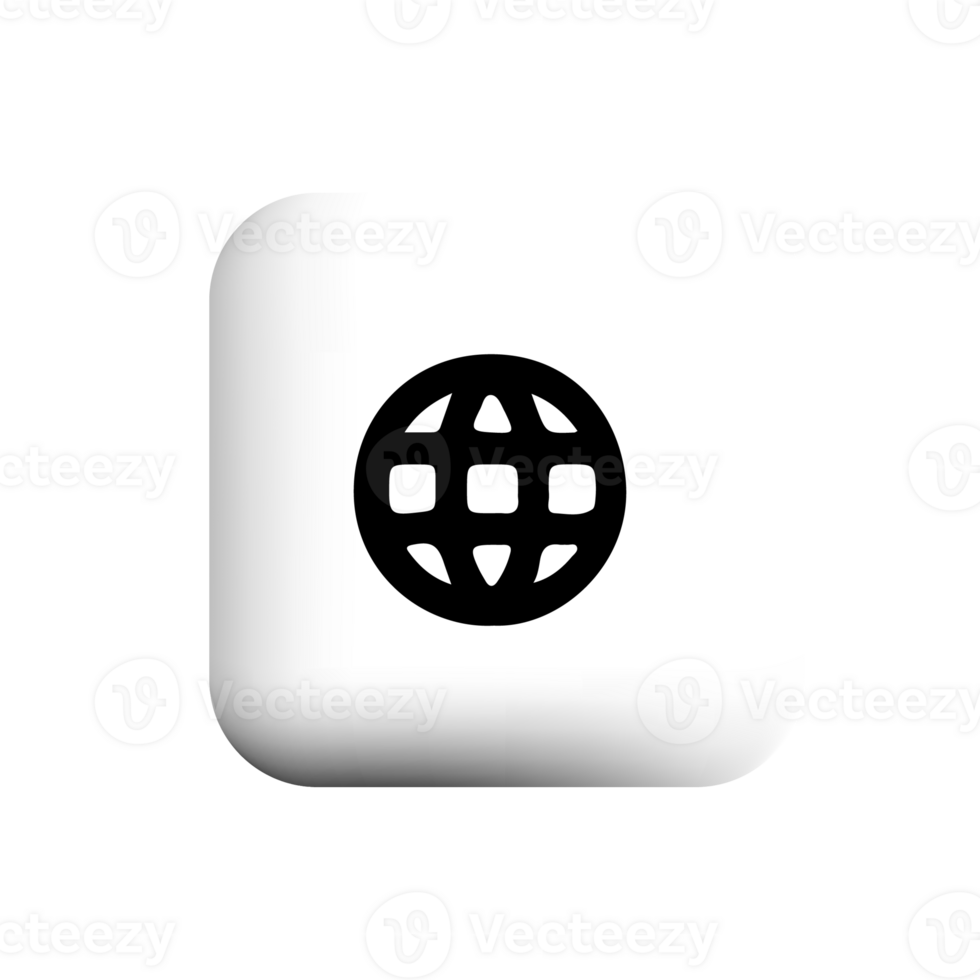 Globe icon on a white square button png