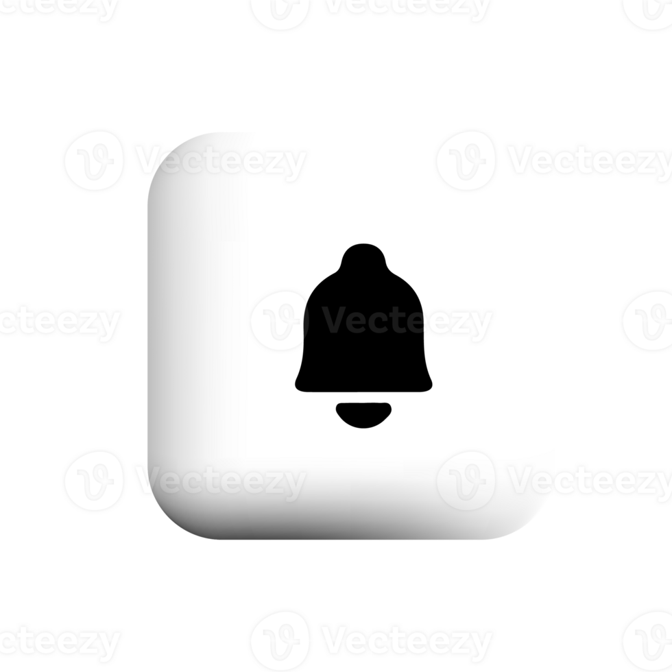 Bell icon on a white square button png