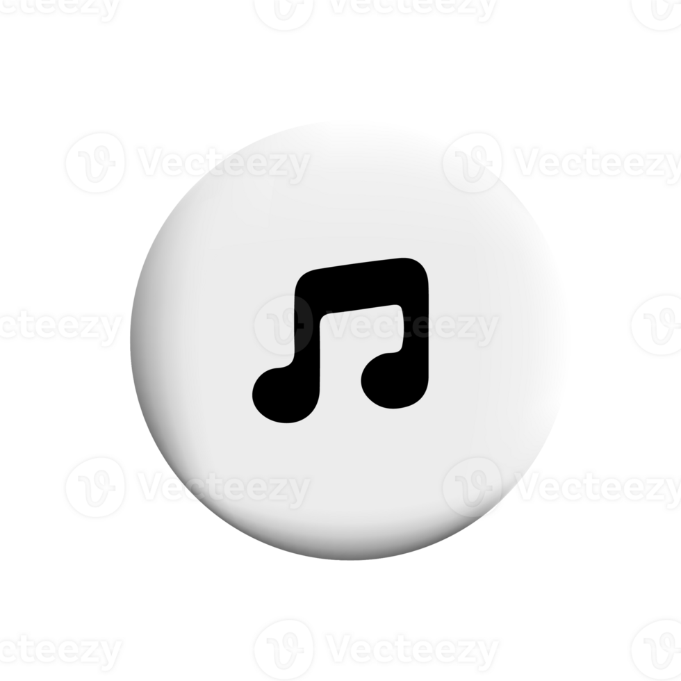 Music note icon on white shape png