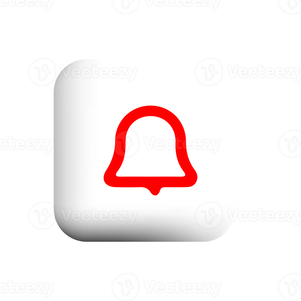 Bell icon red on a white square png