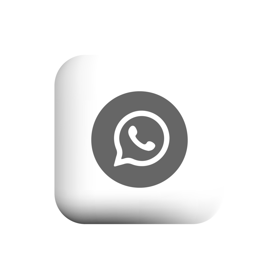 whatsapp icon on white square button with shadow png
