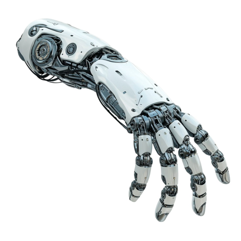 Robotic Hand with Open Fingers on Transparent Background png