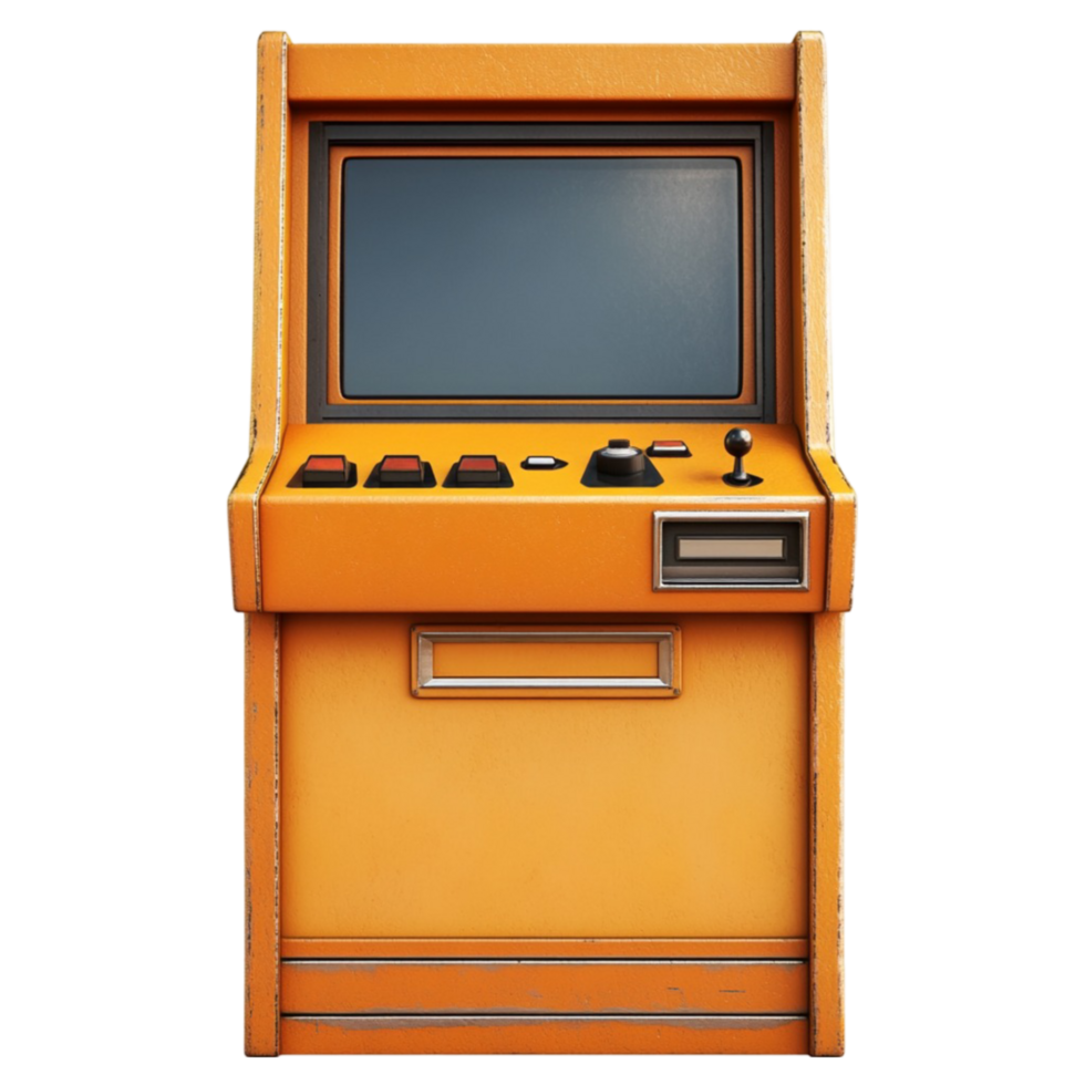 Orange Arcade Machine with Screen on Transparent Background png