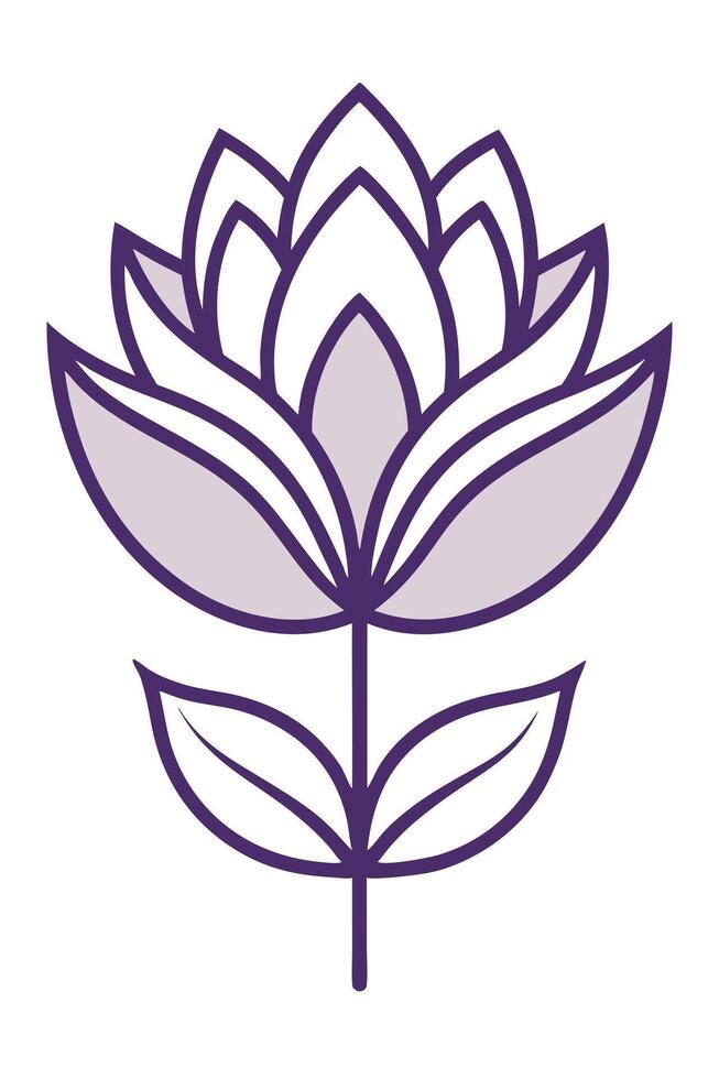 Stylized Purple Flower Line Art Botanical Illustration Design vector
