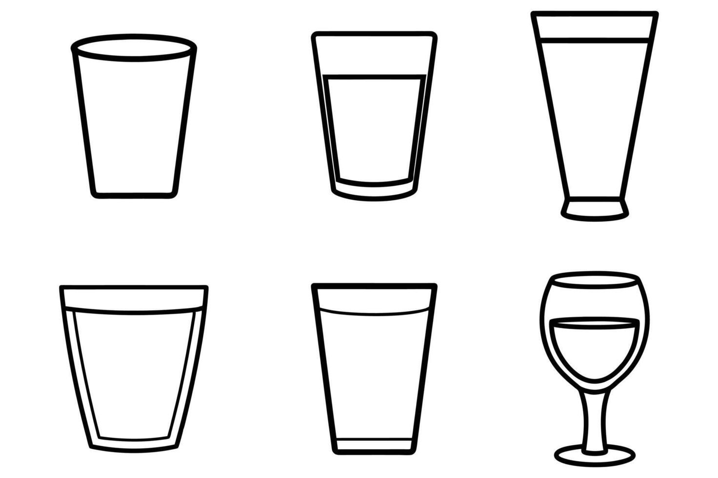 Various Drinking Glass Types vector