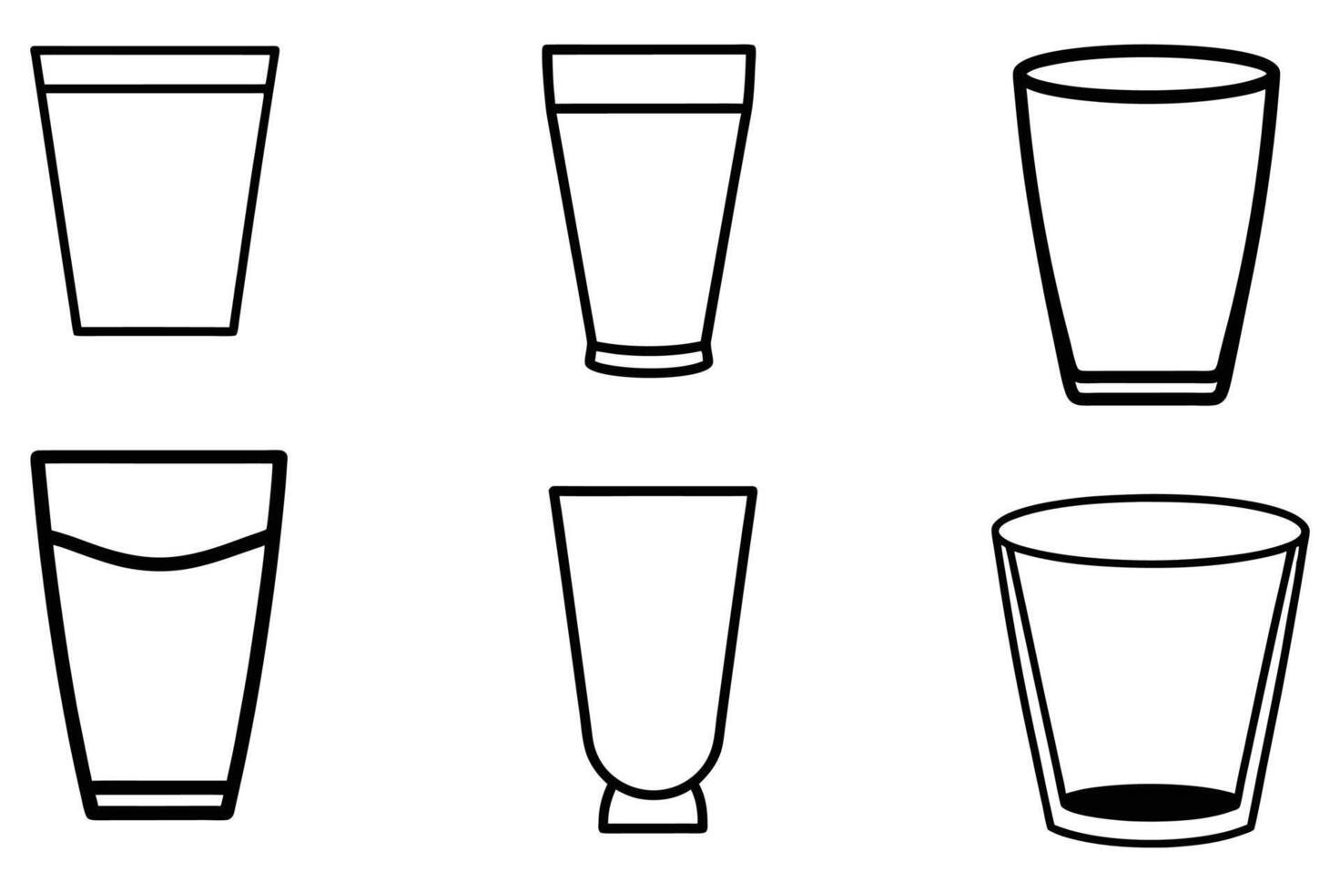 Collection of Various Drinking Glass Types vector