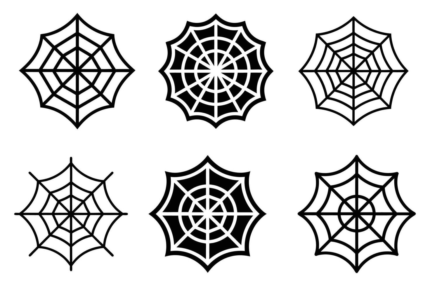 Black and White Spider Web Icons vector