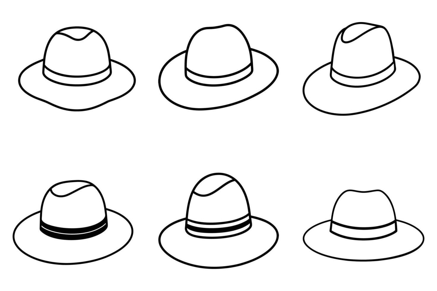 Outline Hats in Various Styles vector