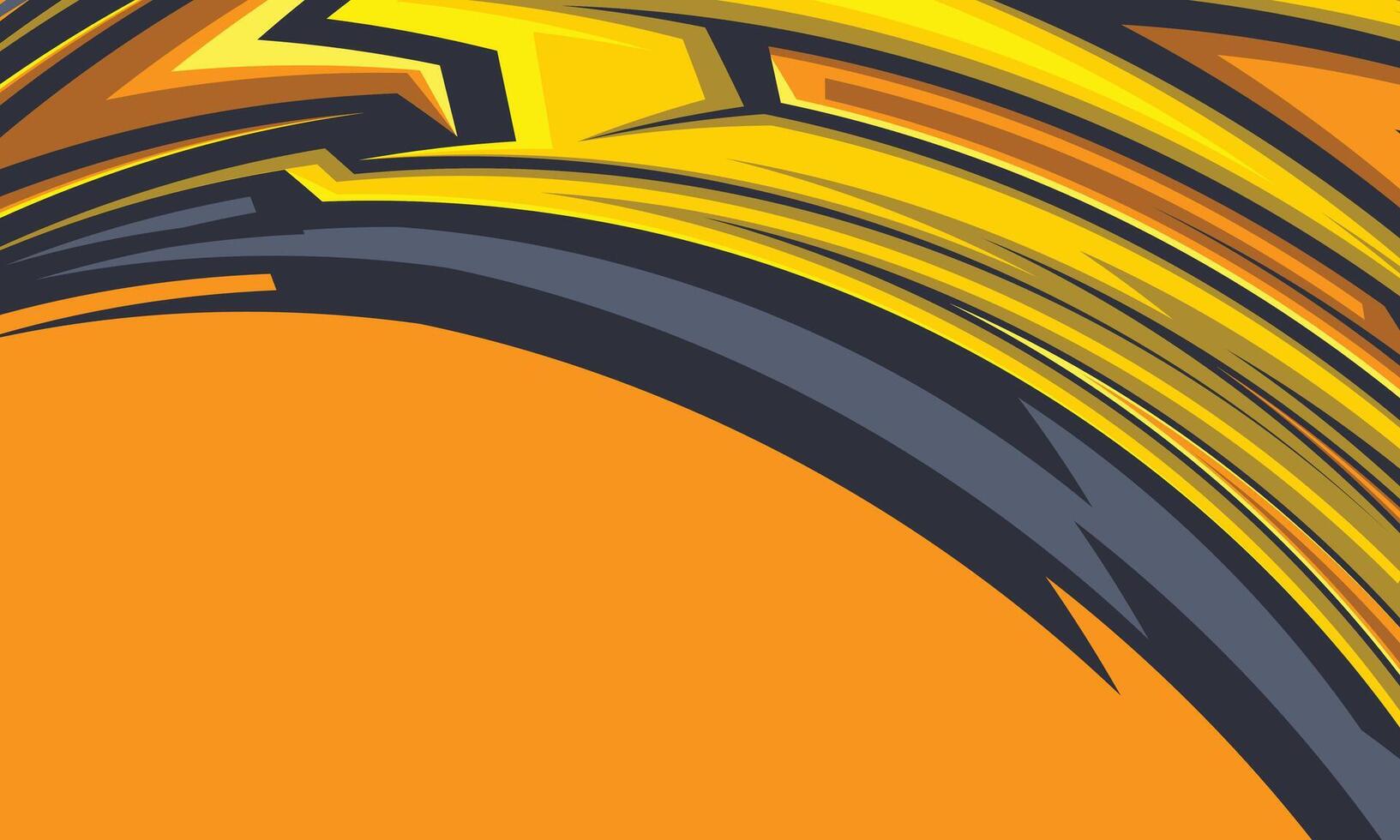 Curved yellow and orange geometric stripes racing background for car wrap sticker vector