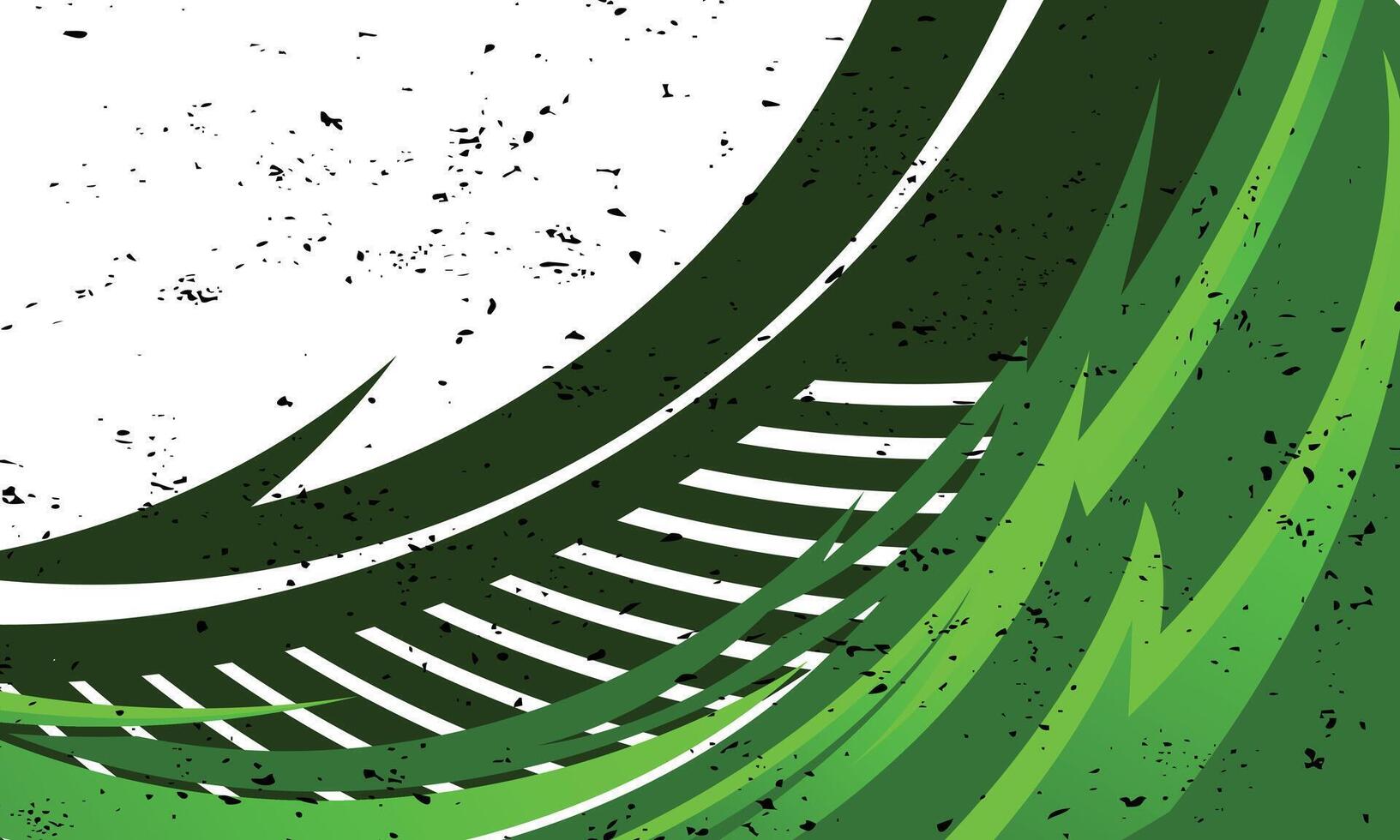 Abstract green curved stripes racing background with grunge brush strokes vector